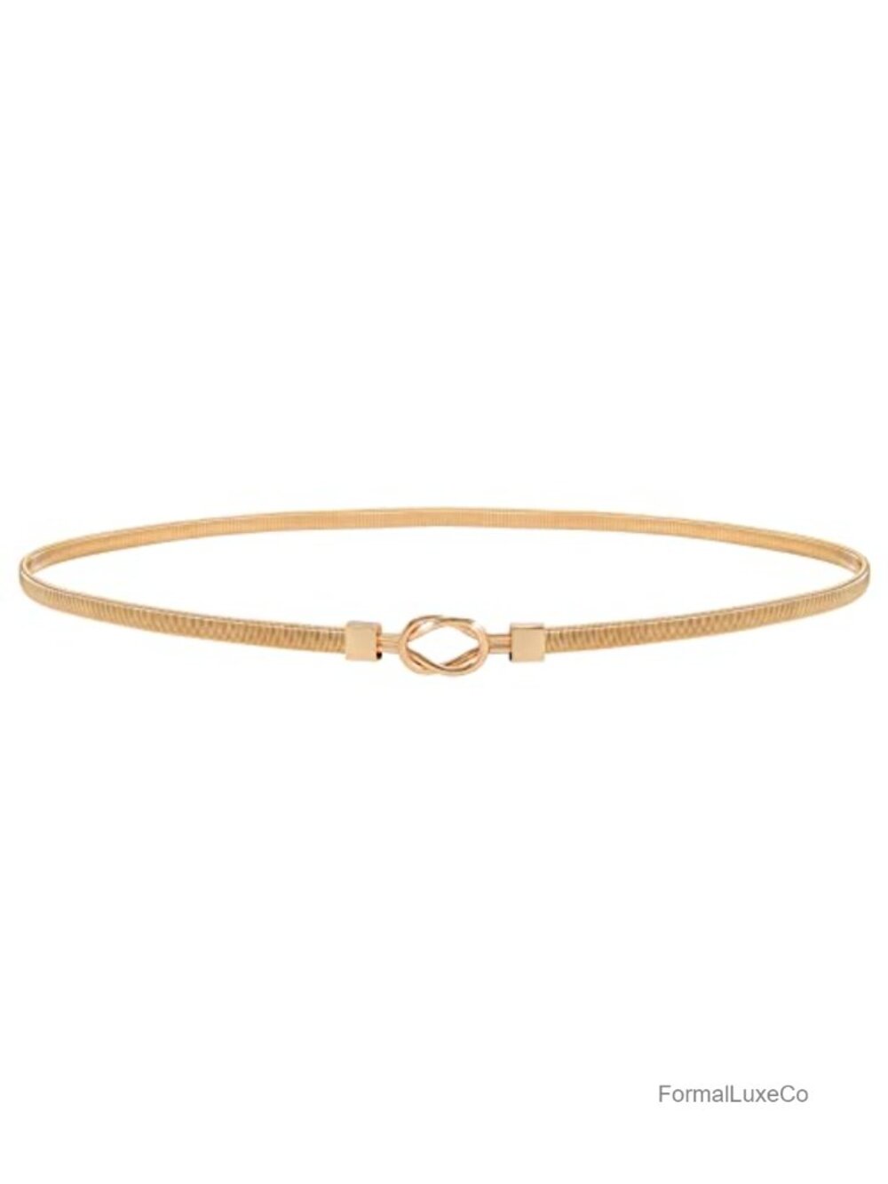 Gold Skinny Elastic Metal Waist Belt for Dress Fashion Stretch Belt Accessory